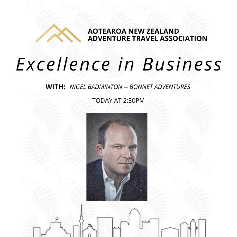 ATS poster for Nigel Badminton's talk on "Excellence in Business" at 2:30PM. ATS logo and Nigel's headshot included 