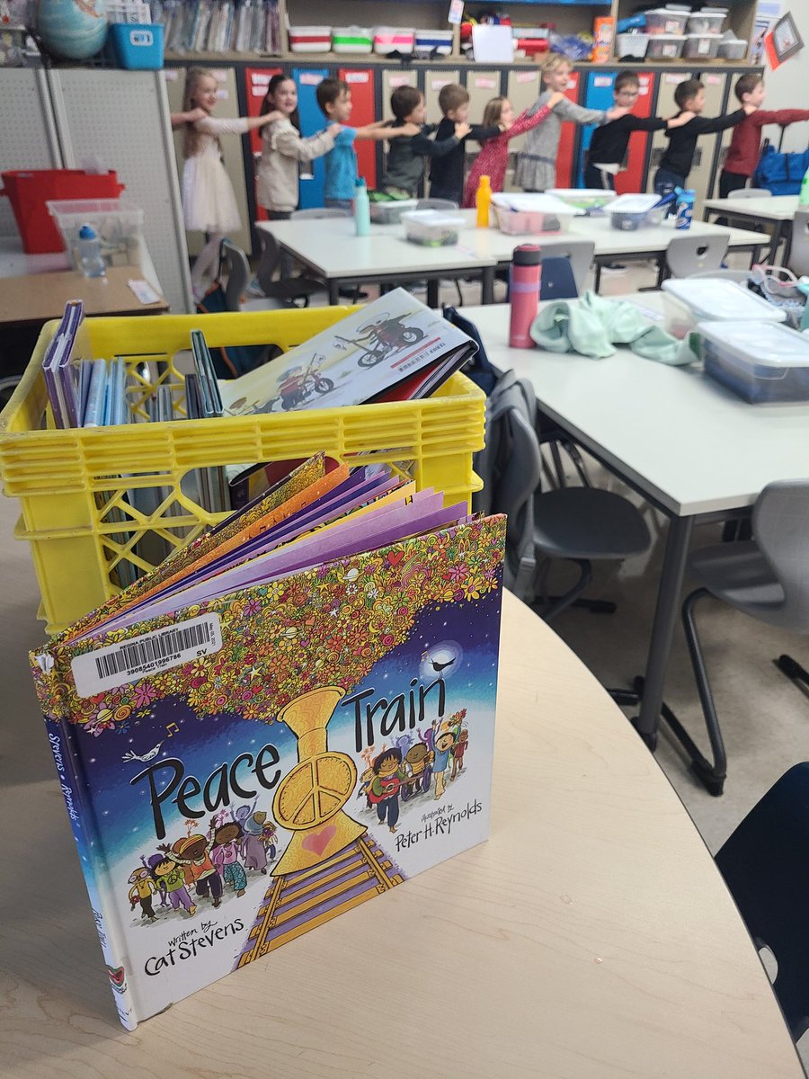 JohnsonsJuniors's tweet photo. We jumped aboard The Peace Train  to celebrate our November Author of the Month Farewell - Peter Reynolds - with singer/songwriter Cat Stevens. What does the Peace Train mean to us? #magicallesson #letlovelightourway #justloveoneanother @RegPublicSchool @macneillrps https://t.co/BU4LNjg548