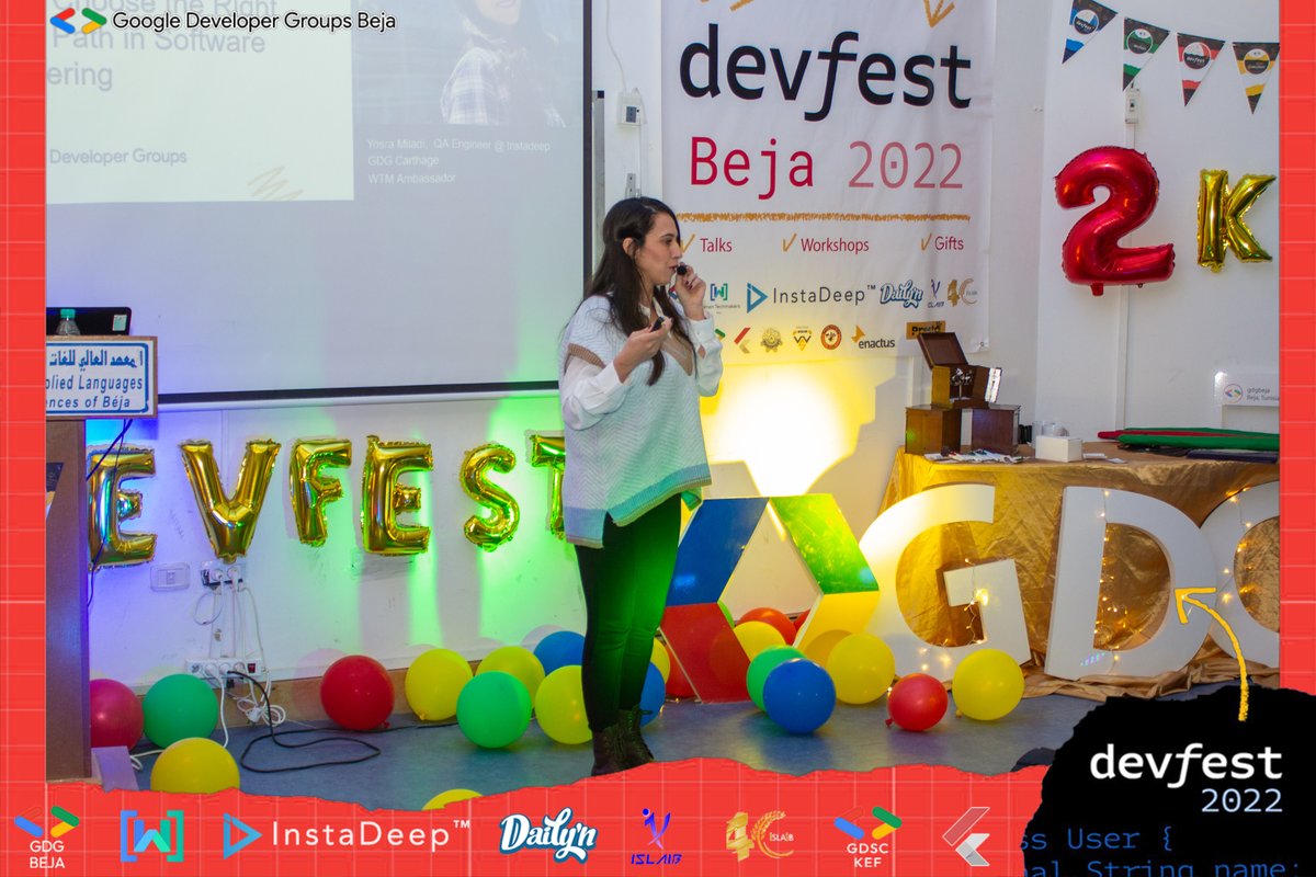 🔥Our talk "How to choose the right career path in software engineering" by <a href="/miladi_yosra/">Yosra Miladi</a>  😍
👉Thank you for this amazing speech and valuable information 💙
#GDG #GDGBeja #DevFest2022 #devfestbeja #WTM #WTMBeja #GDGMena @gdgmena