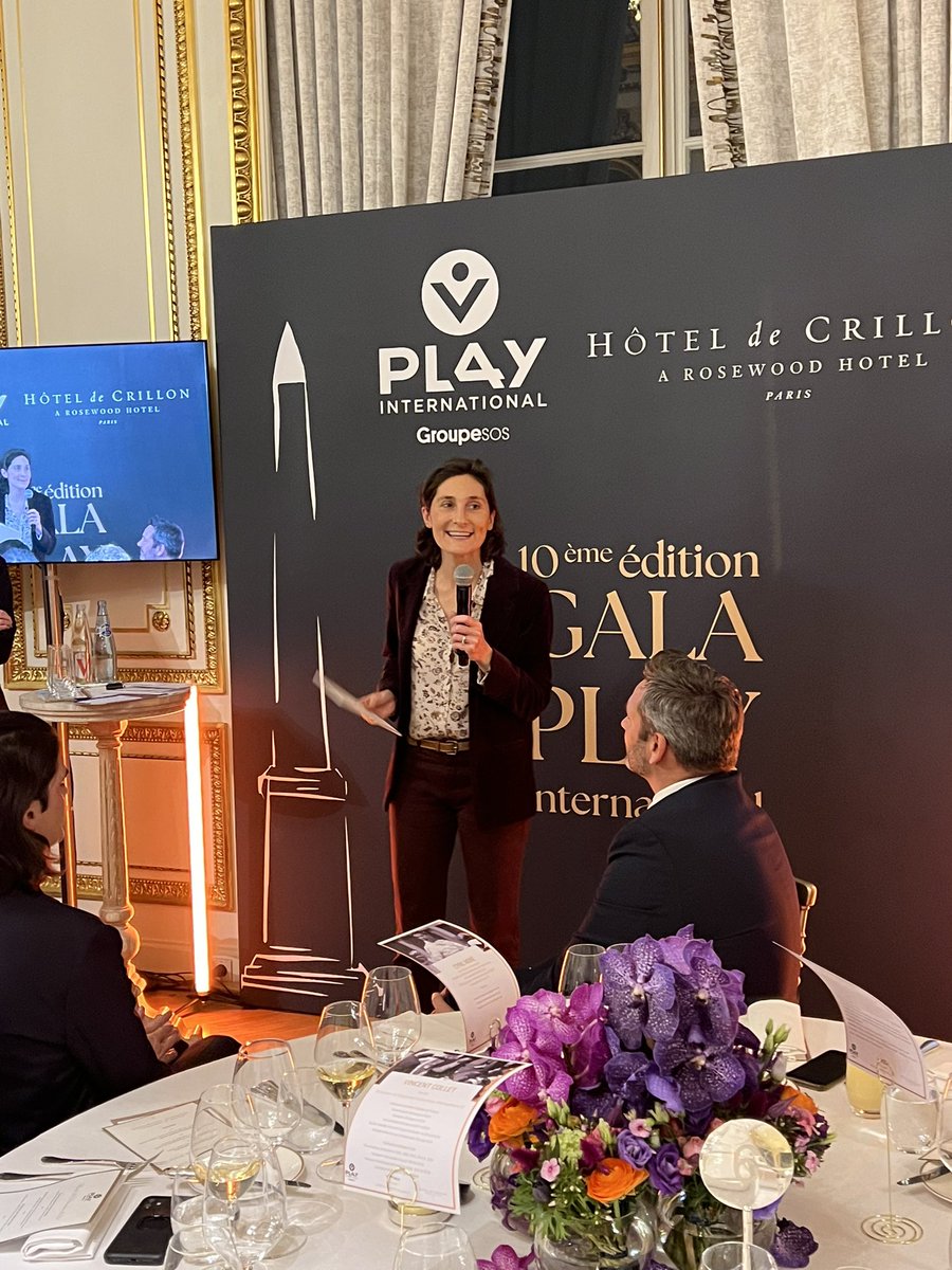 Grâce aux actions de <a href="/pl4y/">PLAY International</a> et de ses partenaires et parrains, +1millions d’enfants bénéficient d’actions sportives d’éducation et d’inclusion dans le 🌍. Merci <a href="/hoteldecrillon/">Hôtel de Crillon</a> <a href="/AOC1978/">Amélie Oudéa-Castéra</a> <a href="/CZacharopoulou/">Chrysoula Zacharopoulou 🇪🇺🇫🇷</a> <a href="/Paris2024/">Paris 2024</a> et aux mécènes pour votre présence au 10ème gala #GivingTuesday 🙏🏼