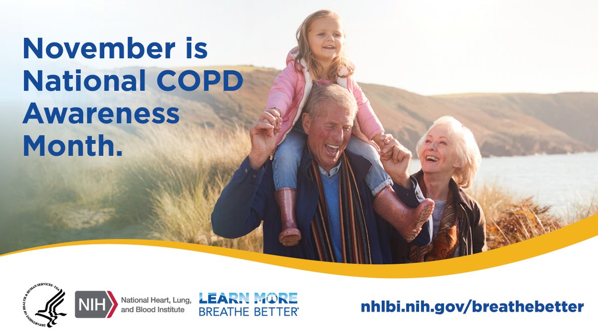 November is #COPDMonth! Join <a href="/National/">Catalonia International News</a> Heart, Lung, and Blood Institute (NHLBI) and its @BreatheBetter program to raise awareness about this serious lung disease that affects millions of Americans. Find resources here: ecs.page.link/dJcPJ #BreatheBetter