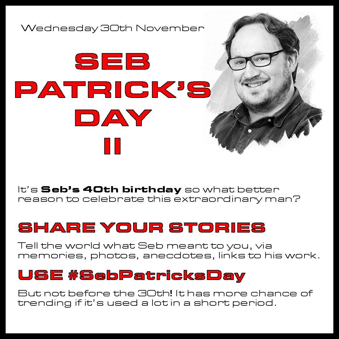 ianiansymes's tweet image. Tomorrow is @sebpatrick's 40th birthday. I know Twitter is a cesspool at the moment, but let's use its power for good, to celebrate one of its greatest ever users. Spread the word.