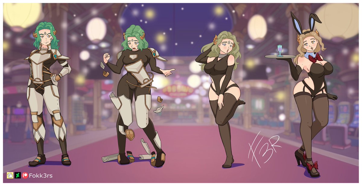 fokk3rs's tweet photo. A final fantasy OC enters a casino, then becomes one of the waitress!
#transformationsequence #他者変身 #バニーガール https://t.co/3JFysJvGbl