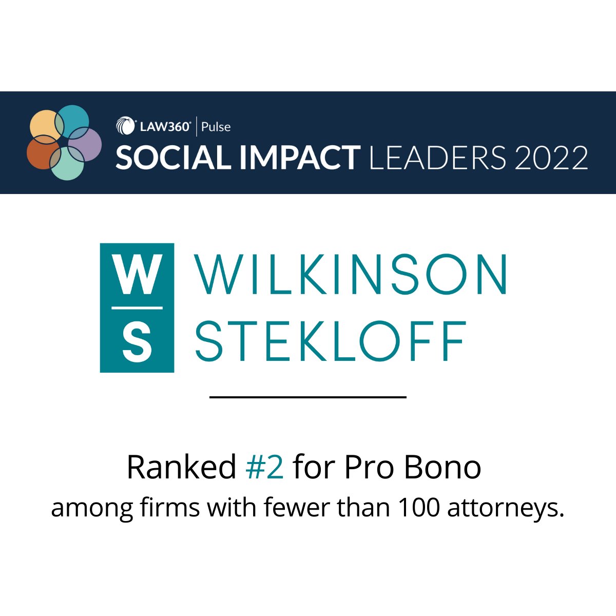 Law360 has ranked Wilkinson Stekloff #2 in the nation among boutique law firms on the 2022 Social Impact Leaders Pro Bono List. Our firm is proud of our deep and lasting commitment to providing pro bono representation. wilkinsonstekloff.com/ws-honored-by-…