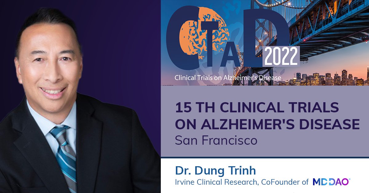 MDDAO CoFounder, Dr. Dung Trinh attends the Clinical Trials on Alzheimer's Disease conference (<a href="/CTADconference/">CTAD</a>) focused entirely on Alzheimer’s Disease Therapeutic Trials with key leaders in #Alzheimers Disease research.

#event #healthcare #health #conference #cofounder #mddao