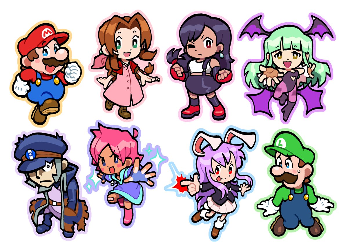 エアリス・ゲインズブール ,ティファ・ロックハート 「a big bunch of chibis 」|mit | LOOKING FOR WORKのイラスト