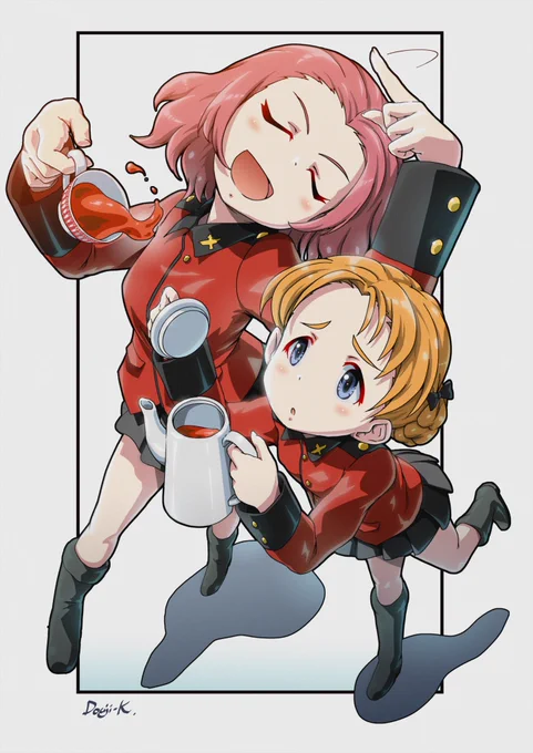 #ガルパン #GuP #garupan #オレンジペコ #ローズヒップ誰かから教えてもらった格言を饒舌に披露するローズヒップのお世話をするオレンジペコ 