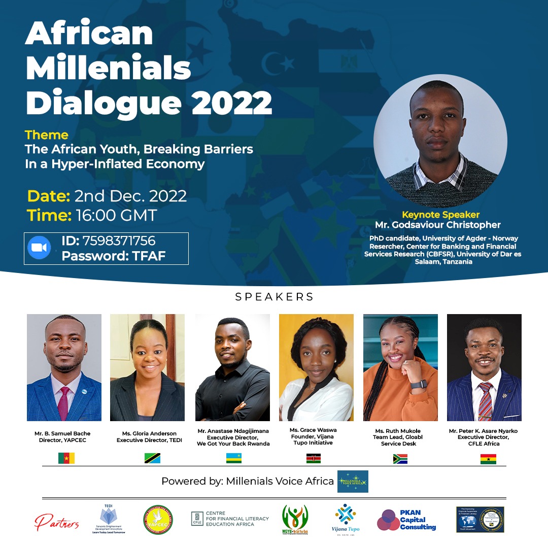 ndanastase's tweet photo. Join us on #Dec02, in African Millennials Dialogue2022, to doscus "African Youth, Breaking Barriers in Hyperinflated Economy". I will specifically be talking about #Diversity, #Gender & #Inclusiveness,&how important should this be to young Africans.
@GenUnlimited_ @YALIRLCEA https://t.co/8bvcVY0QhH