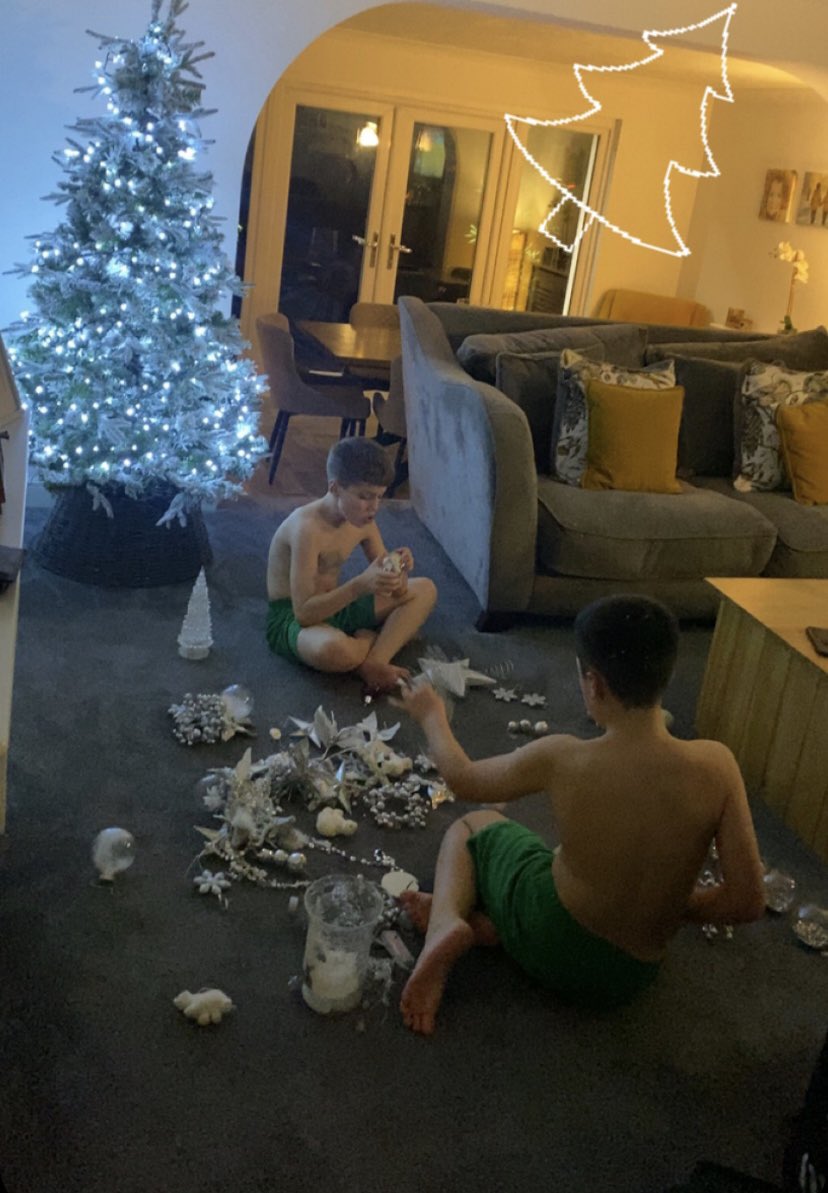 RachelM27609's tweet photo. Time to put the tree up…… then fix it when they go to bed 🤪🎄 https://t.co/QcBaYrtpU0