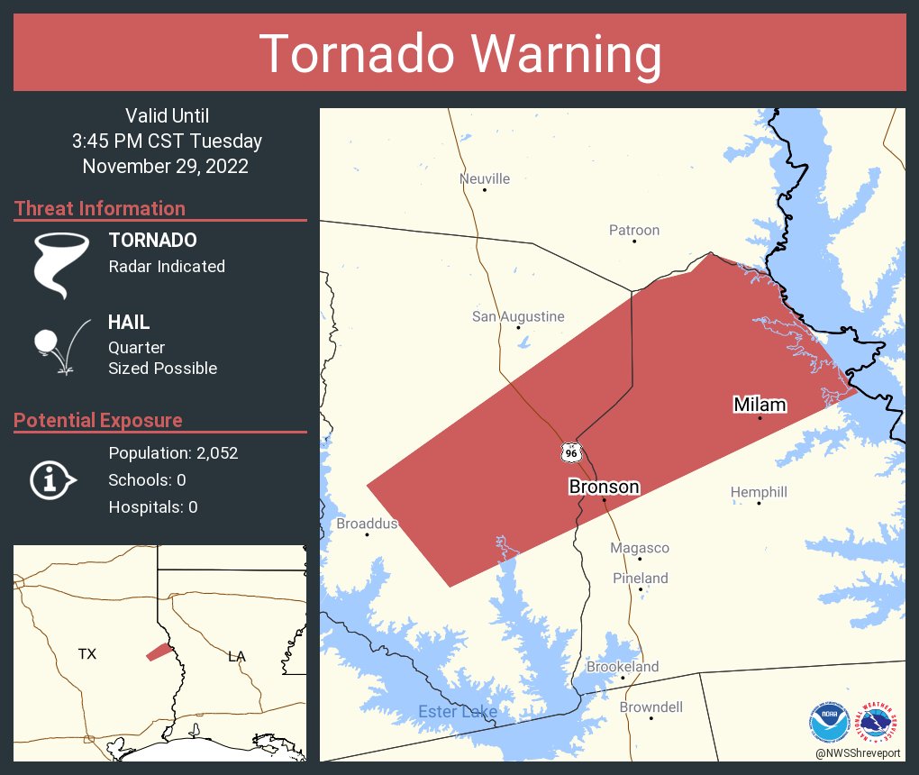 NWS Tornado on Twitter "Tornado Warning including Milam TX and Bronson