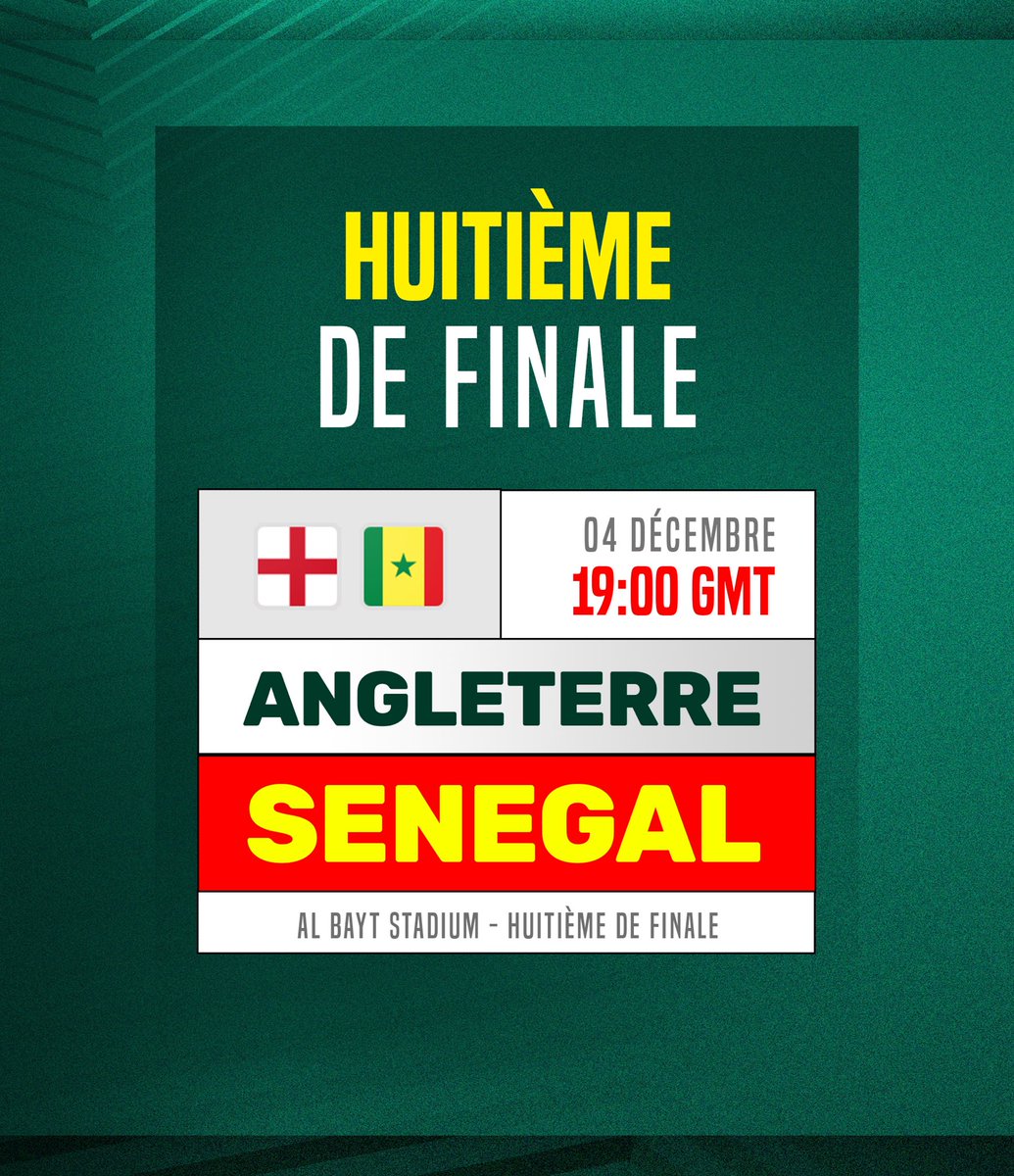Fsfofficielle's tweet photo. Nous serons opposés aux Three lions d’Angleterre en 1/8e de finale. @England https://t.co/Ec9OFLp4W2