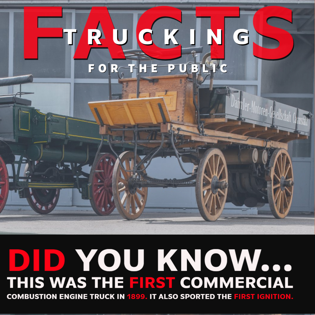 CHNSTRUCKING's tweet photo. #PSA Trucking Facts: Did you know this was the first commercial combustion engine truck (1899)? Built by Daimler Gottlieb, it sported the first ignition and was filled with petrol from the local pharmacy. #TruckingFacts #Christenson #thankatrucker #truckerlife #HiringDrivers https://t.co/qeLykYCBYV