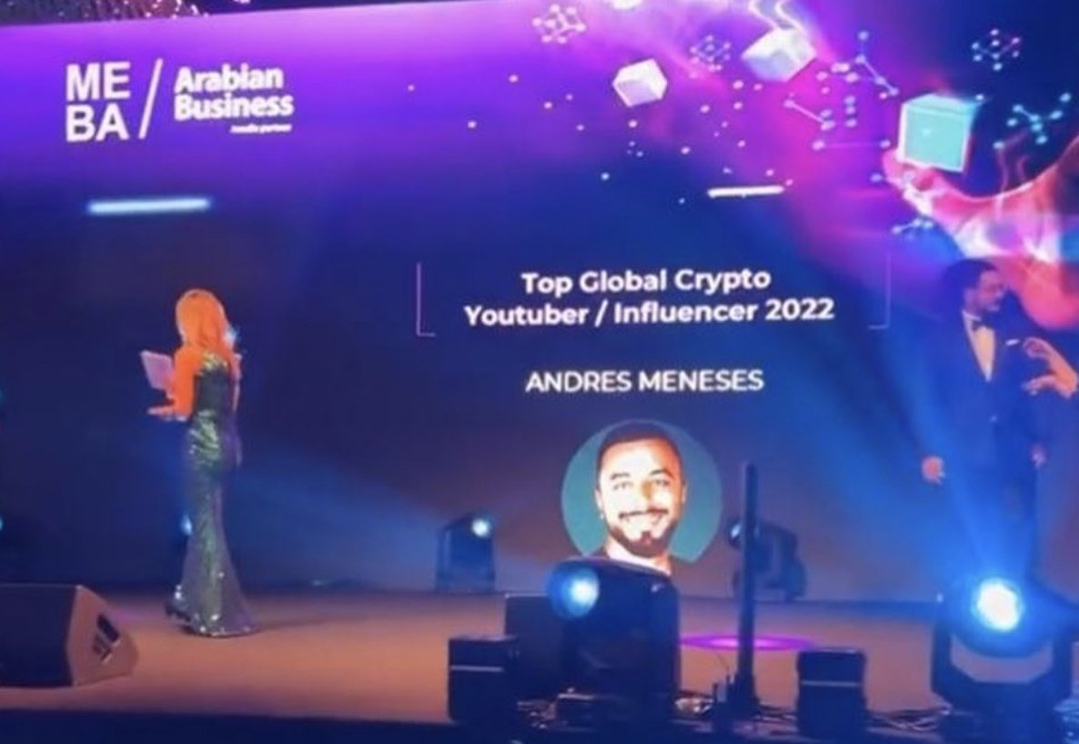 Populart_NFT's tweet photo. En #Populat celebramos el gran Talento que existe en la comunidad Latina. Hoy felicitamos al #colombiano @andreswifitv por el reconocimiento entregado como el "Top Global Crypto Youtuber / Influencer 2022" por @meba_awards The Middle East Blockchain Awards 🙌

#Web3 #cryptocrash https://t.co/O72pitFVZp