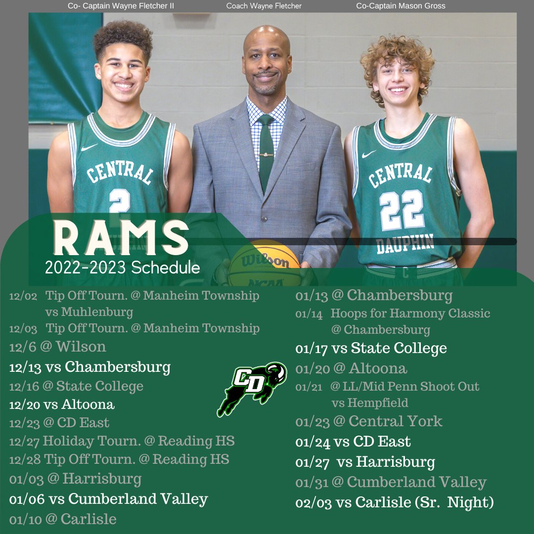 CDBoysHoops's tweet photo. UPDATED: Here is our 2022-23 Season Schedule featuring our Co-Captains, Wayne Fletcher II and Mason Gross! https://t.co/zsv76ptyY5