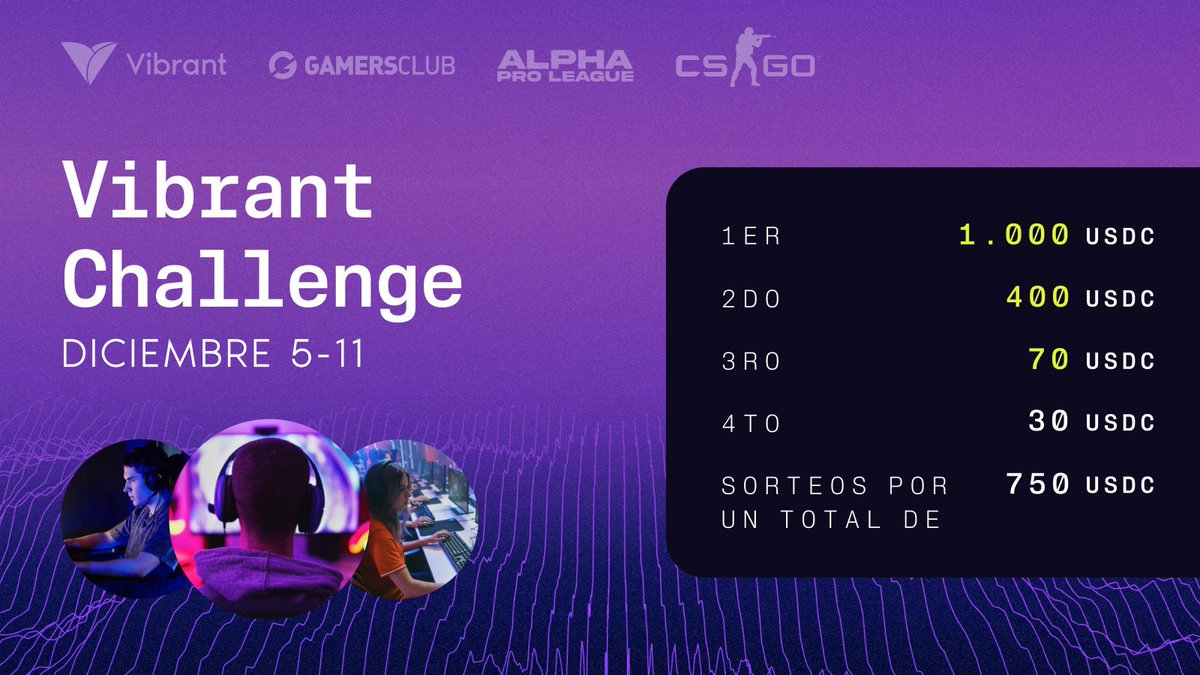 Llega #VibrantChallenge, un torneo para los fanáticos de CS:GO y las cripto 😎

Participá en la primera edición y ganá premios en #USDC 🎉 ¡No te duermas! Tenés tiempo para anotarte hasta el 5/12 👀

¿Querés saber más? ➡️ vibrantapp.com/alpha