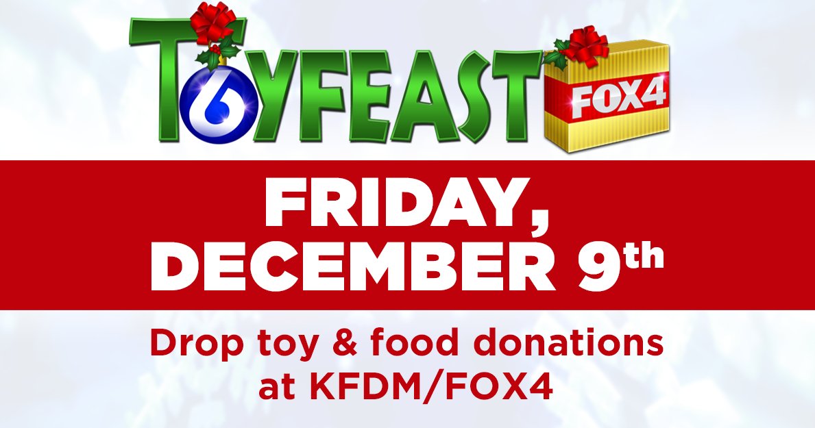 AaronDrawhorn's tweet photo. Last year, in a single day, our community donated $50,934 in cash, collected 1,289 toys to be distributed to less fortunate youth, and donated more than 708 pounds of non-perishable food to @SETXFoodBank. #ToyFeast https://t.co/rlwEOQ7dGb