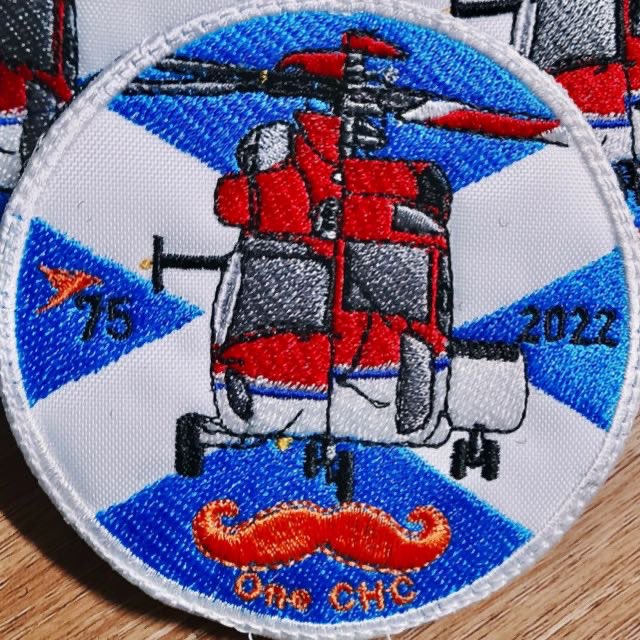 These #LimitedEdition @CHCHelicopter 75th #anniversary #patches commemorate @MovemberUK 2022. Worn by #pilots across the #NorthSea in #UK & #Norway, DM me to get yours! £25 & proceeds go to #menshealth #charities #AvGeek #aviationlovers #S92 #H175