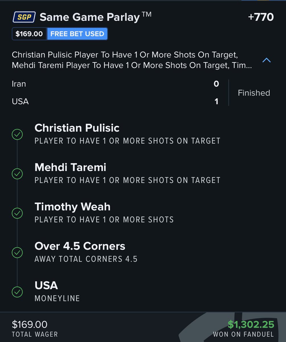 DevinsBookie's tweet photo. USA ML +100✅
Stimmy Lotto +800✅
Eng. Bovada Spec. +165✅
USA Bovada Spec. +500✅
Foden SOT+ENG ML +120✅
US Adv. + Pulisic AGS +165✅
Kieffer Moore 2+ Shots +112✅

WHAT AN AMAZING DAY🔥🔥🔥

🇺🇸USA WINS &amp; WE HIT EVERY BET INCLUDING +500 &amp; +800🧹

#GamblingTwitter #WorldCup2022 https://t.co/Qsl7Ru9RvA