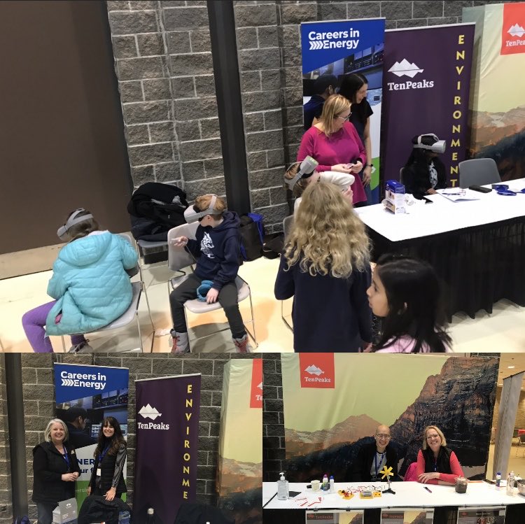 ESfS_Canada's tweet photo. There was a lineup of kids waiting to try out the VR headsets at the @tenpeaks_ab booth!
The VR headsets showcase sustainable energy jobs and sustainable resource extraction.
#ESfS2022 #ExploreGeoscience https://t.co/47eX8FOAGW