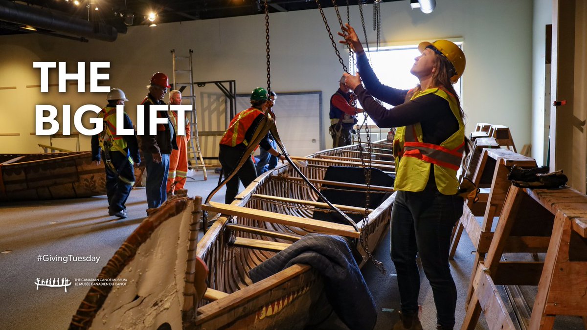 CndnCanoeMuseum's tweet photo. Moving the fur trade-era Montreal canoe out of the second-floor hatch involved a carefully coordinated system of pulleys, tracks, platforms, a crane, and teamwork!

Help us with our next BIG LIFT by making a donation:   https://t.co/TAbcqZC4ZM

#GivingTuesdayCA #Museums #Canoes https://t.co/SH79IigY48