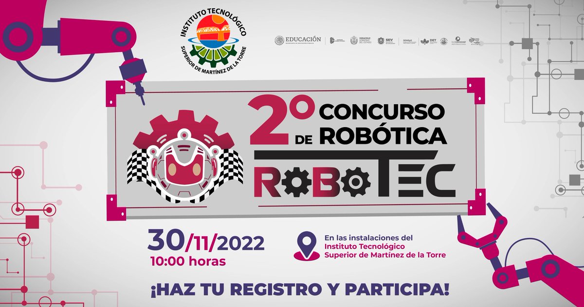 Tec_Martinez's tweet photo. Te esperamos este miércoles en el ROBOTEC 2022. Invita la Academia en Ingeniería Mecatrónica.
#somostecdemtz #SomosFuertes #SomosIMT 

https://t.co/qhGEX7SE1C https://t.co/yvlrF6rgFf