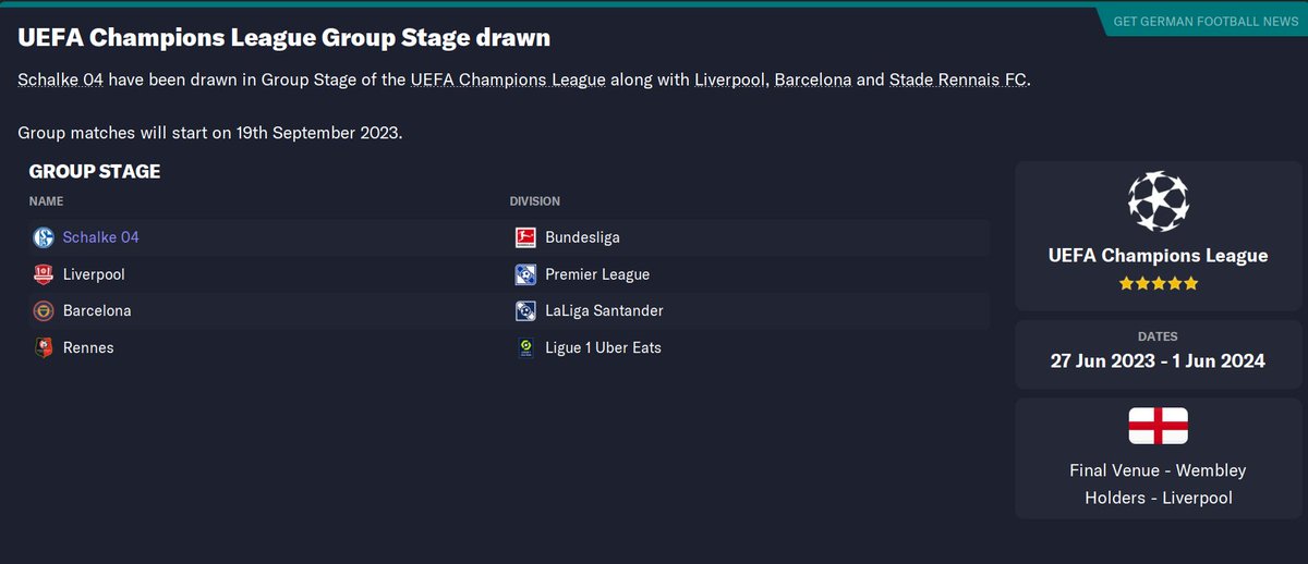 theFFM_'s tweet photo. Decided I don't wanna be in the Champions League anymore

#fm23 #ffmschalke https://t.co/XBTXBbPU03