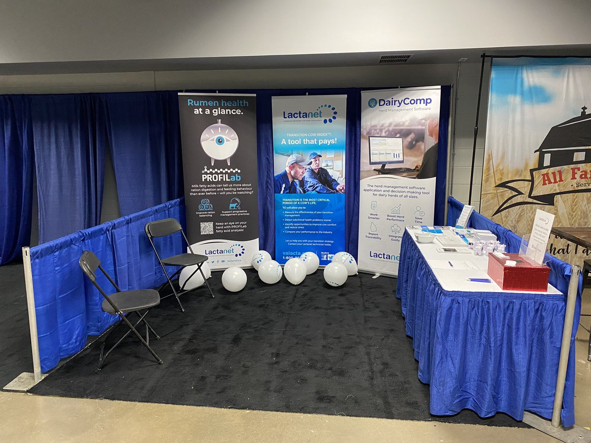 Our <a href="/Lactanet_Canada/">Lactanet</a> booth is all set up at the <a href="/AtlFarmMechShow/">AtlanticFarmMechShow</a> happening in Moncton from December 1-3! Come see us at booth 621 on the Mezzanine to talk Dairy Comp, PROFILab and much more! Or just come say hi!