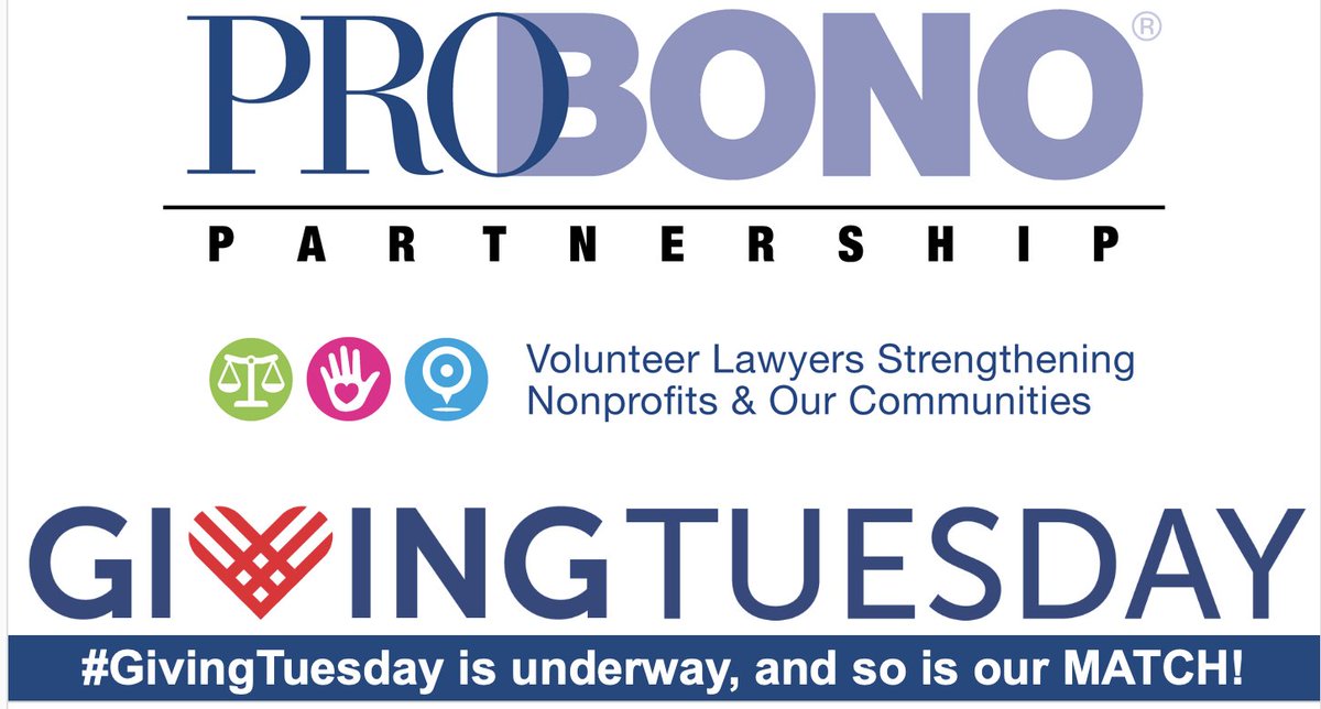 #GivingTuesday is in full swing, &amp; we have a generous MATCH to DOUBLE your gift until midnight today! Can you help us reach #13kTuesday? Any amount helps PBP provide free #legal services to #nonprofits throughout CT, NJ, NY. #PBPstrong #givingtuesday2022 go.probonopartner.org/webmail/845893…