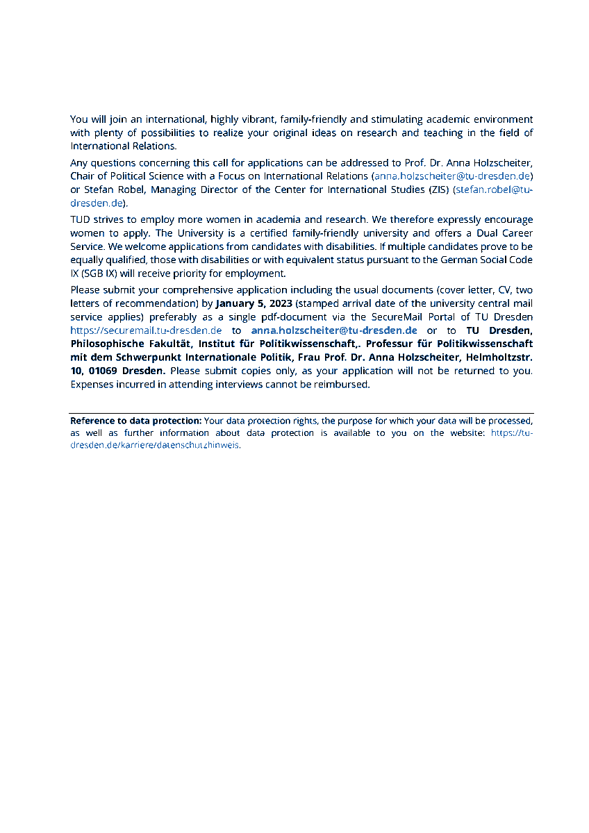 We are hiring! Come work with us in a vibrant, inspiring, international and family-friendly environment. Postdoc, 100%, 42 months, starting 1 April 2023: verw.tu-dresden.de/StellAus/downl…