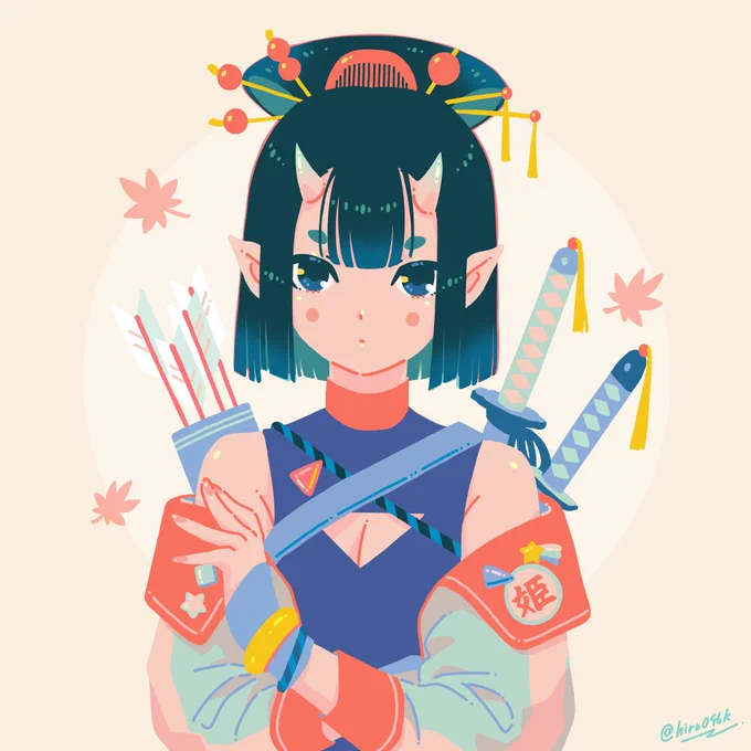 鬼姫#イラスト #illustration #AdobeFresco 