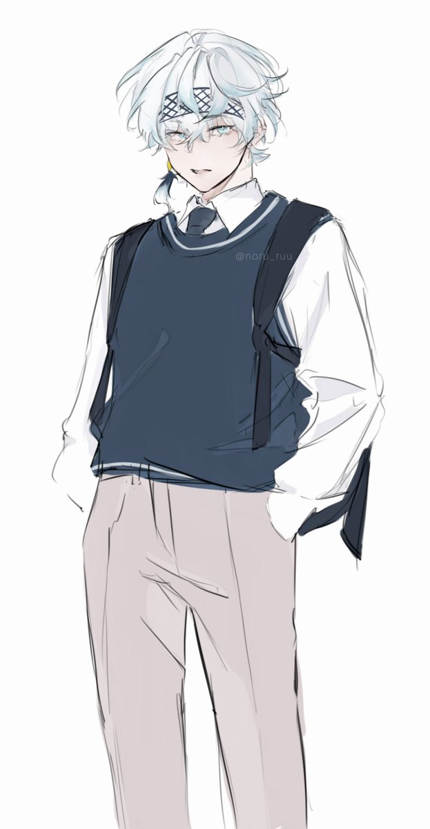 Noru_ruu's tweet photo. Reviving my first OC ever, meet Haneul 🌧️ 
He doesn't really have a lore but he's an aspiring painter who loves birds
Dec 2019 ✦ Nov 2022 https://t.co/paJuq21XCJ