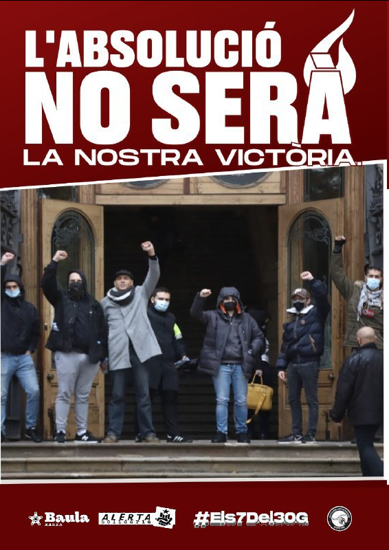 ▶️Avui ha tingut lloc la 3a sessió
⏩DEMÀ DIMECRES 30 DE NOVEMBRE: LA DARRERA!!!

🗣️Vine a fer costat als companys <a href="/els7del30G/">Els7del30G</a> !
✊Perquè l'absolució no serà la nostra victòria!
🔥#Organitzat i #Lluita!