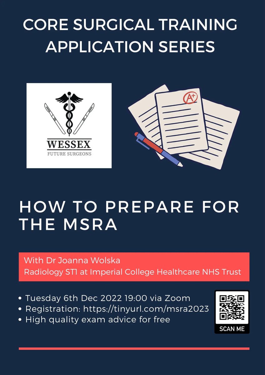 How to prepare for MSRA.
Core Surgical Training Application
Save the date!
Sign up: tinyurl.com/msra2023
#MSRA #CST #WessexFutureSurgeons