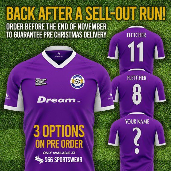 sid_lambert's tweet photo. LAST CHANCE:

To celebrate 25 years of Dream Team, @S66Sportswear bring you the never-before-released Harchester ‘99 FA Cup Final kit.

The limited-edition shirt is sold in aid of CALM.

Pre-order TONIGHT for Xmas delivery. 

#BringBackDreamTeam

➡️ https://t.co/5Iz9PrMQSE https://t.co/bbXYDXbW6J