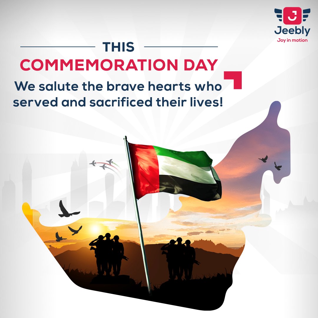 Remembering and honoring the heroes who served to hold our flag high this Commemoration Day!

#Jeebly #JustJeeblyIT #CommemorationDay #CommemorationDay2022 #Jeeblers #Delivery #LogisticsSolution #Business #LogisticService #JoyInMotion #Dubai #UAE