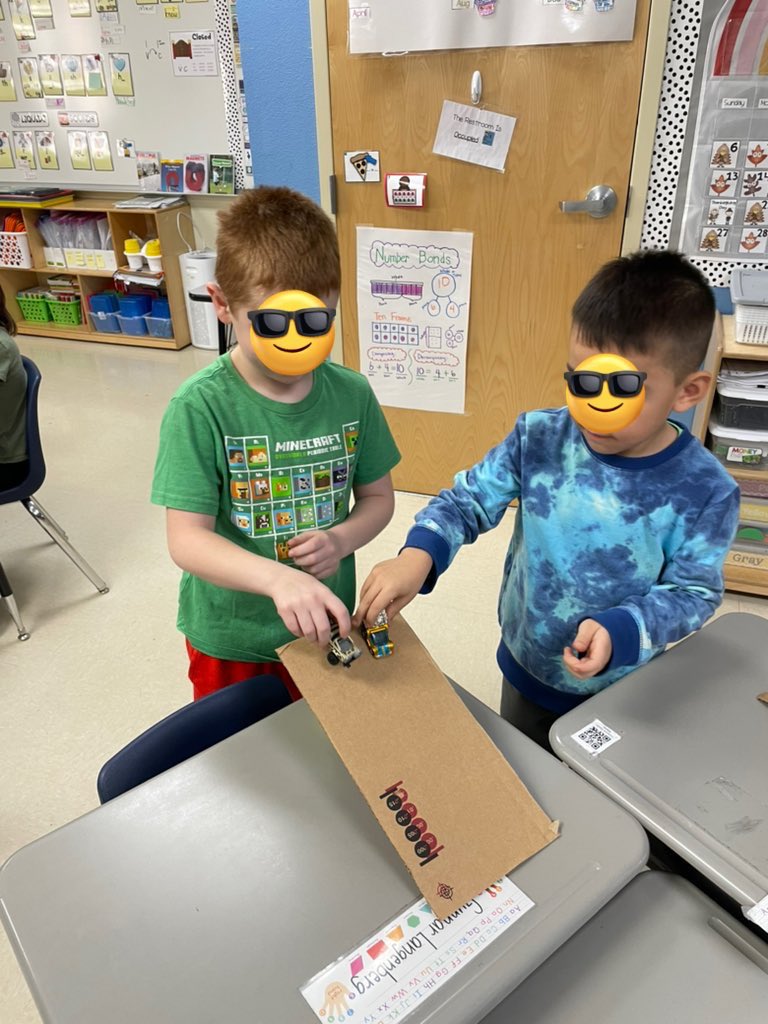 Mrs_JPoe's tweet photo. Motion investigations using race cars. I loved hearing all the questions my little scientists came up with. #CCESFirsties https://t.co/qOUfwTI0Kd