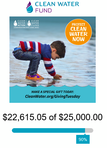 We're 90% of the way to our #GivingThursday goal! Thank you so much to everyone who has supported our work to #ProtectCleanWater today!

If you haven't there's still time to help us start the next 50 years strong! Give the gift of Clean Water: cleanwater.org/GivingTuesday ♥️💧