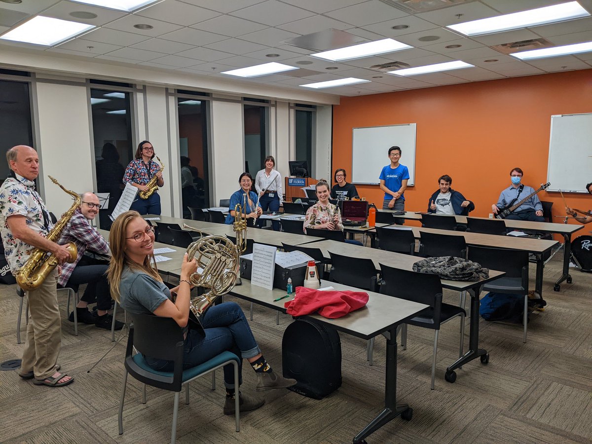 Biomedical Engineering classroom during the day, <a href="/UFBME/">UF BME</a> Holiday Band rehearsal room at night 🎶