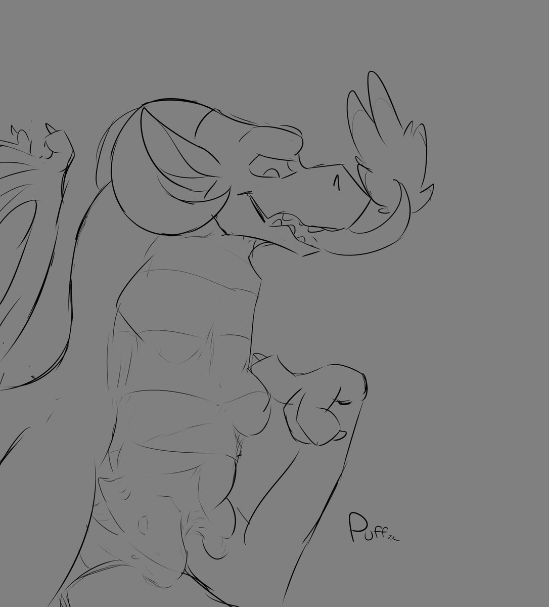 A really good sketch that <a href="/PuffDerg/">Puff</a> drew for me!

Small dragons just taste the best, especially when they’re great artists too~