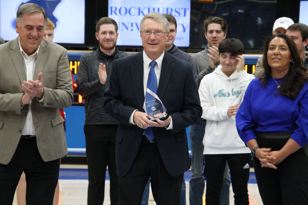 RUhawks's tweet photo. Congratulations to Richard Konzem, who was honored at Monday night's men's basketball game. Konzem, who served as the Director of Athletics at Rockhurst from 2007-11, is retiring at the end of December as the RU men's and women's golf coach. https://t.co/ce0JocmhsW