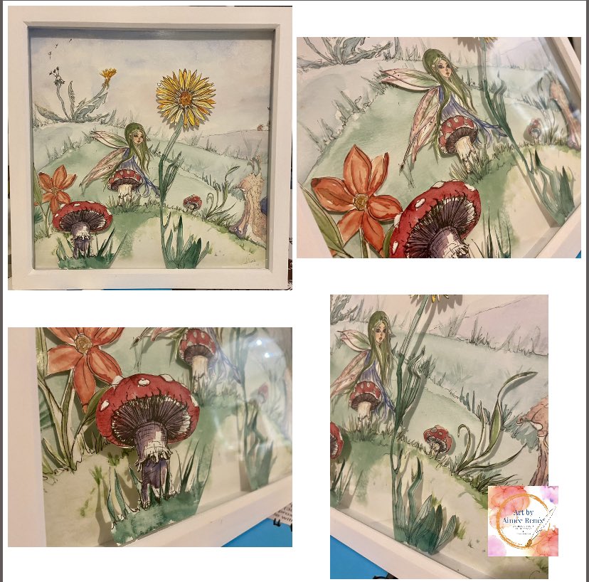 aimeerenee83's tweet photo. Thought I’d try something a bit 
different , thanks to my friend Mel who led a diorama 
workshop for my Friday Art group, she inspired me to 
do my own diorama style piece. 

#artymum #artforhealth #fairy #watercolourandpen https://t.co/DQaFtSrcvM