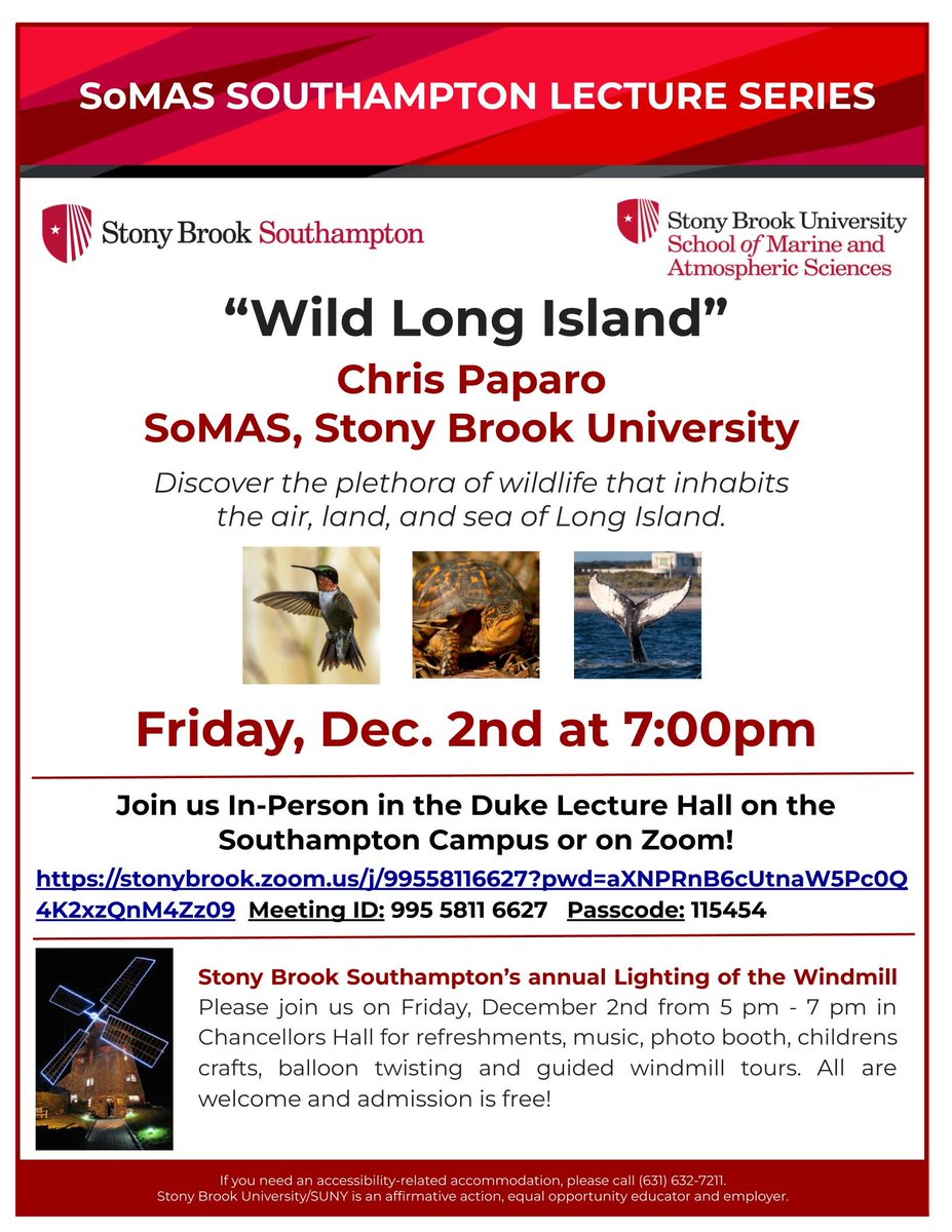 Christopher Paparo (@fishguyphotos) on Twitter photo I'll be speaking this Friday after the lighting of the <a href="/stonybrooku/">Stony Brook University</a> Southampton windmill. Festivities start at 5pm and the lecture at 7pm in the Duke Lecture Hall. <a href="/SoMAS/">School of Marine and Atmospheric Sciences at SBU</a> I'll be speaking this Friday after the lighting of the <a href="/stonybrooku/">Stony Brook University</a> Southampton windmill. Festivities start at 5pm and the lecture at 7pm in the Duke Lecture Hall. <a href="/SoMAS/">School of Marine and Atmospheric Sciences at SBU</a>