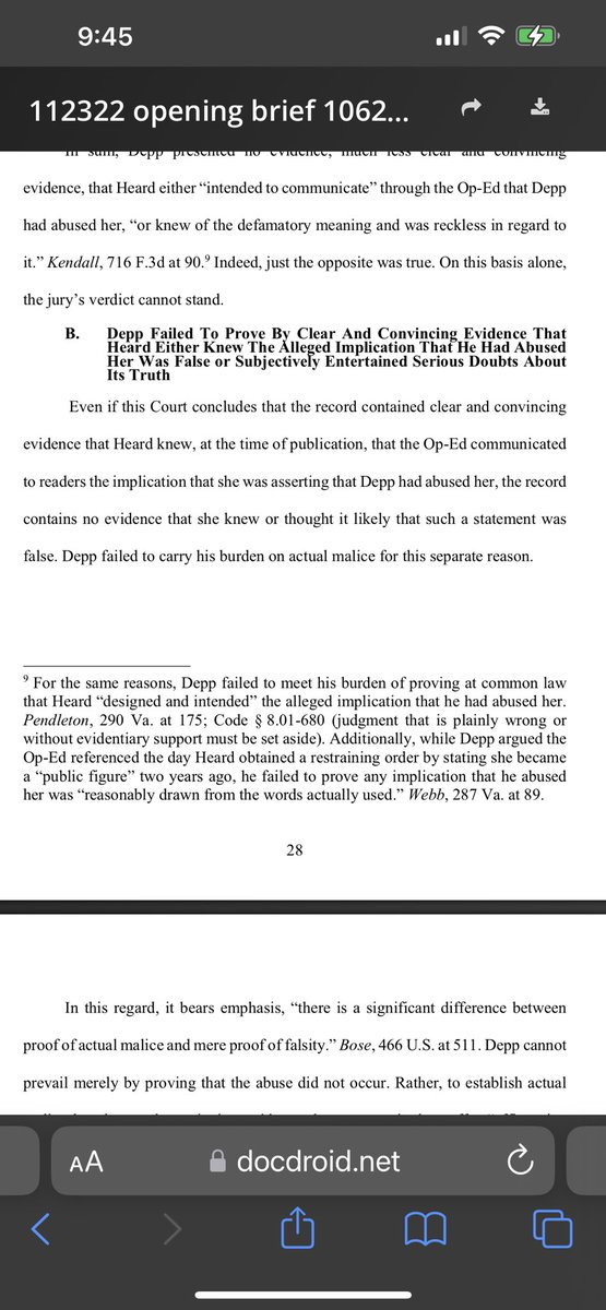 LauraBockov's tweet photo. Additionally, while Depp argued the Op-Ed referenced the day Heard obtained a restraining order by stating she became a "public figure" two years ago, he failed to prove any implication that he abused her was "reasonably drawn from the words actually used." #AmberHeardIsFinished https://t.co/yiXcqzEVjk
