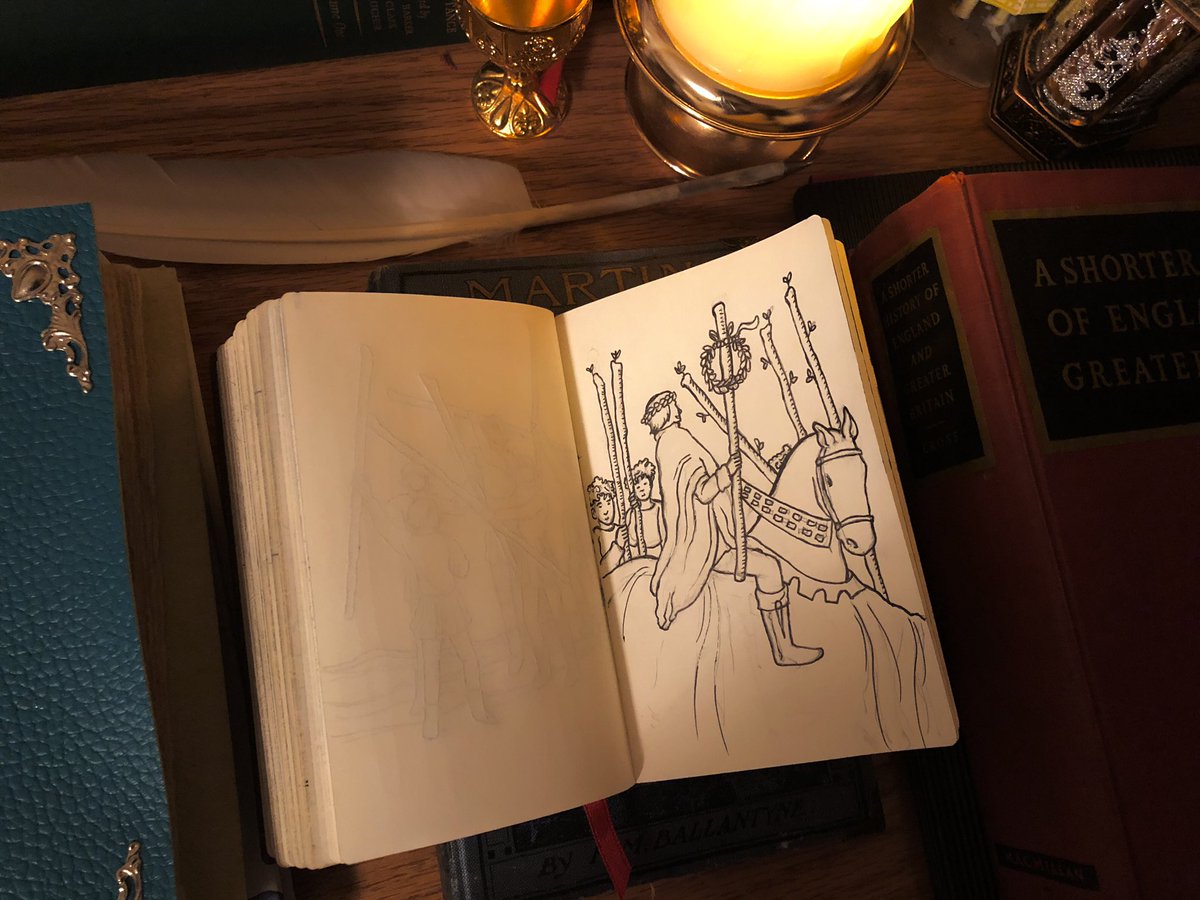 IWDL_Writer's tweet photo. This week’s #tarottuesday #sketch is the #sixofwands featuring Sam!
Drawn in @paperblanks’ “Juniper” flexi notebook.
—
#darkacacemia #drawing #draw #artistoninstagram #artistsoninstagram #artistoninsta #artistonig #books #darkacademiaaesthetic #candle #ledcandle https://t.co/lcVljk3C69