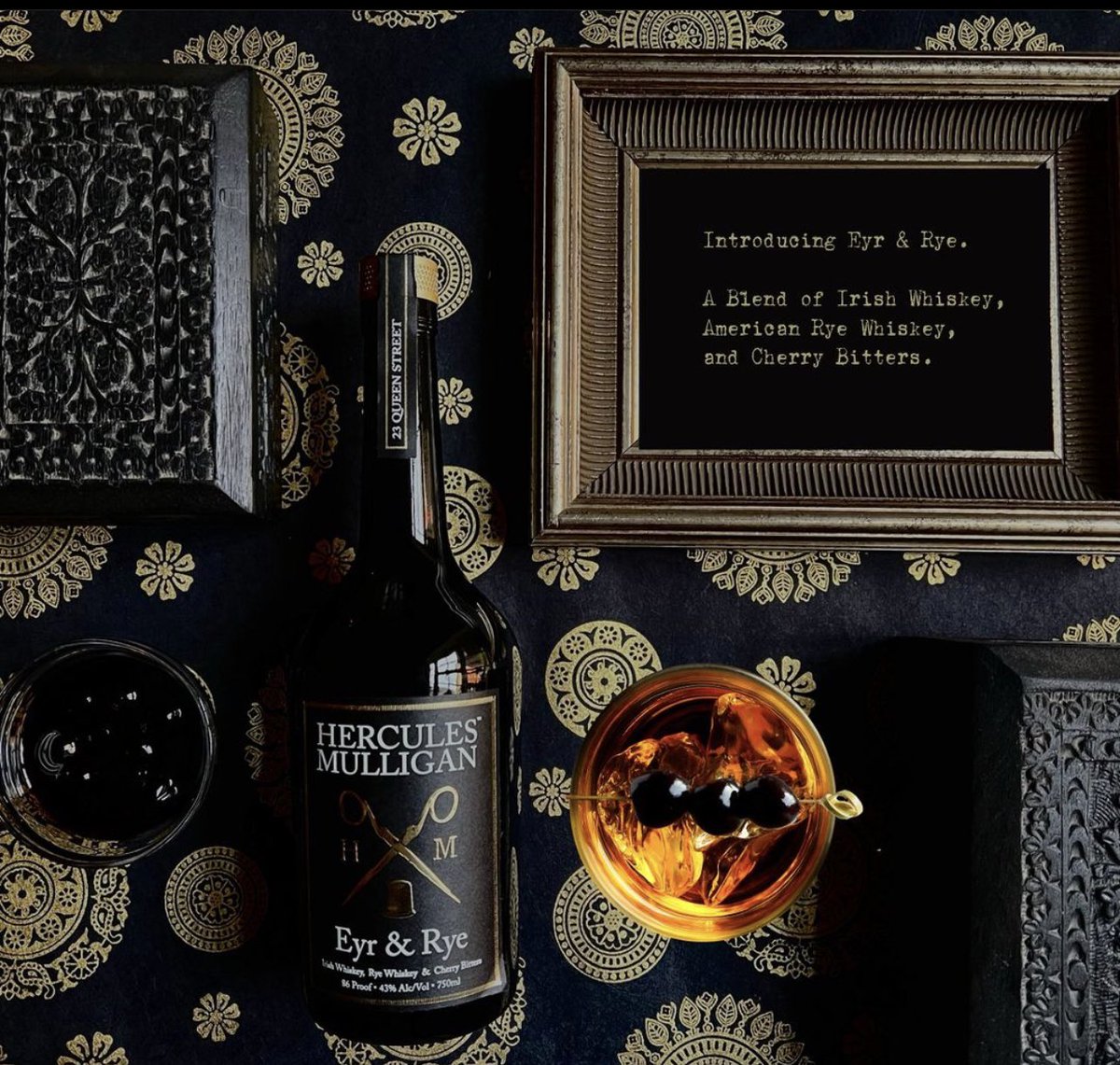 <a href="/HMulliganCo/">Hercules Mulligan Company</a> Introducing Eyr &amp; Rye. A Blend of Irish Whiskey, American Rye Whiskey, and Cherry Bitters. Coming Soon...
#herculesmulligan #eyrandrye #irishwhiskey #ryewhiskey #cherrybitters #standforsomething #tailorspydrinksmith #layersofflavor #complexity #tailorshop