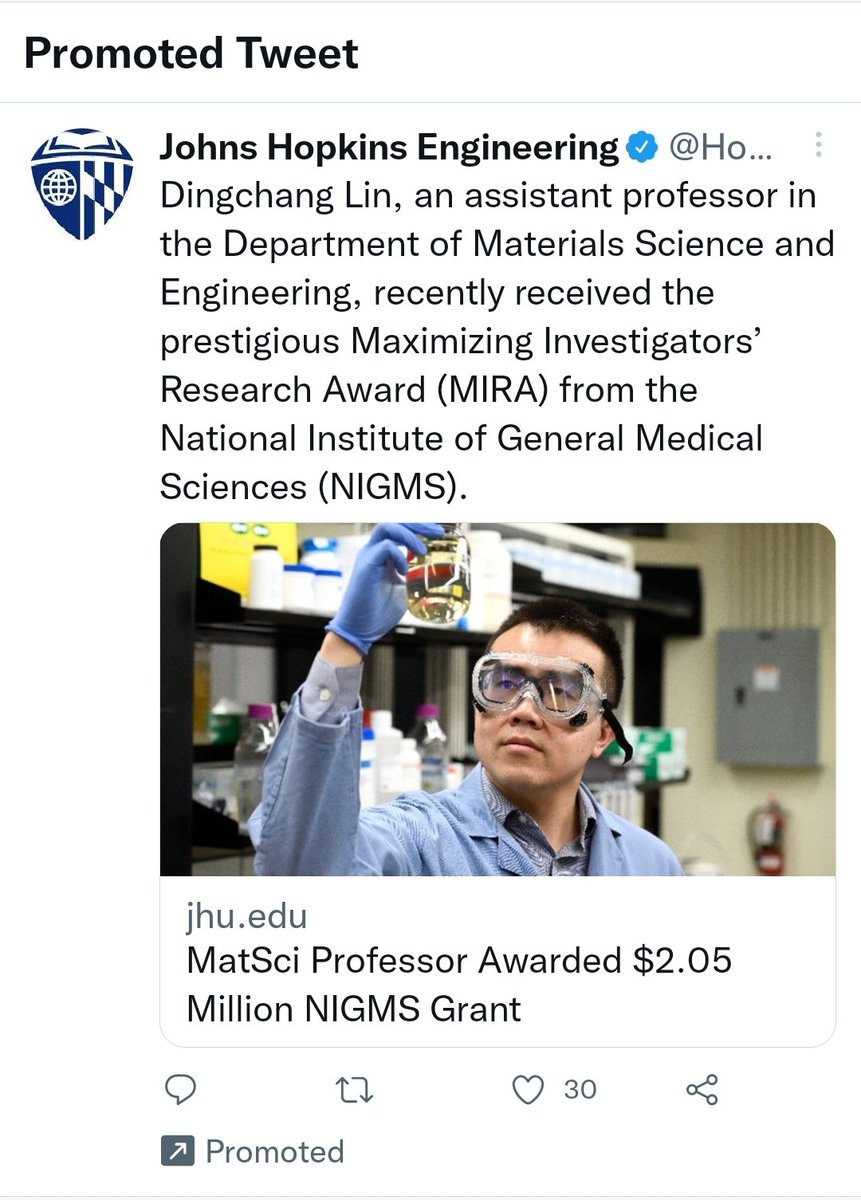 I need my university to promote me like this. :) Am I the only one that has seen this "promoted ad" about Dr. Lin receiving this award ? I have seen it almost daily for at least a month now!? Congrats, and probably better than other promoted ads that could be thrown at me,but...