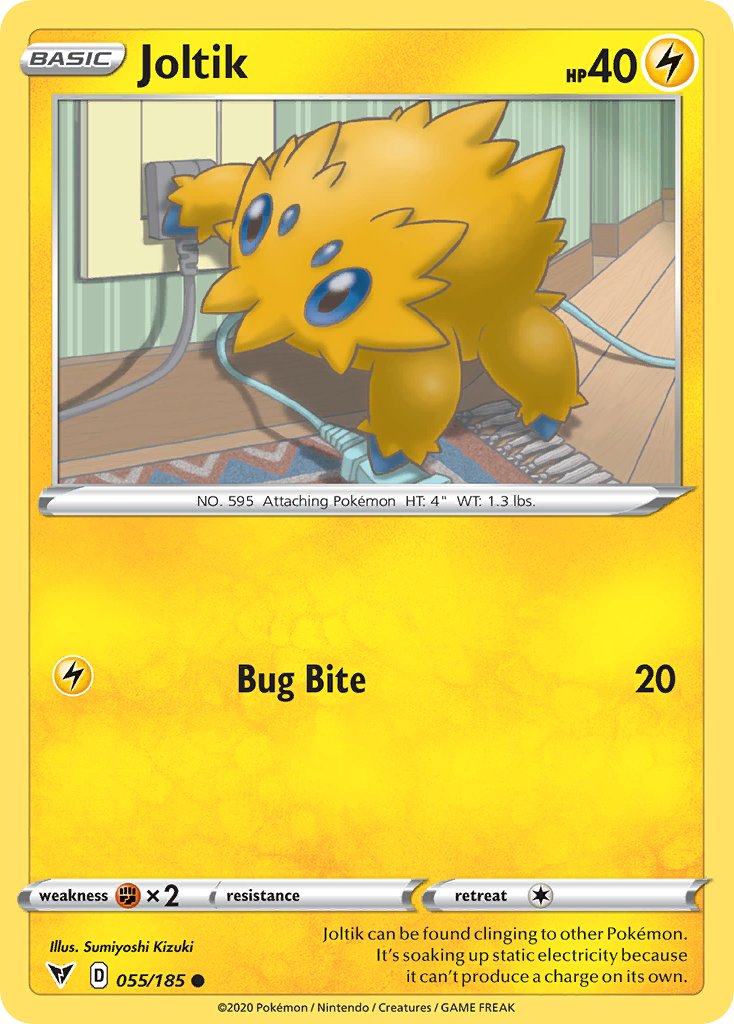 CardsHourly's tweet photo. Joltik from the 'Sword &amp; Shield: Vivid Voltage' set!  

Artwork by: Sumiyoshi Kizuki
 #PokemonTCG #PokemonCards #Pokemon https://t.co/TlA1ZBcpWt