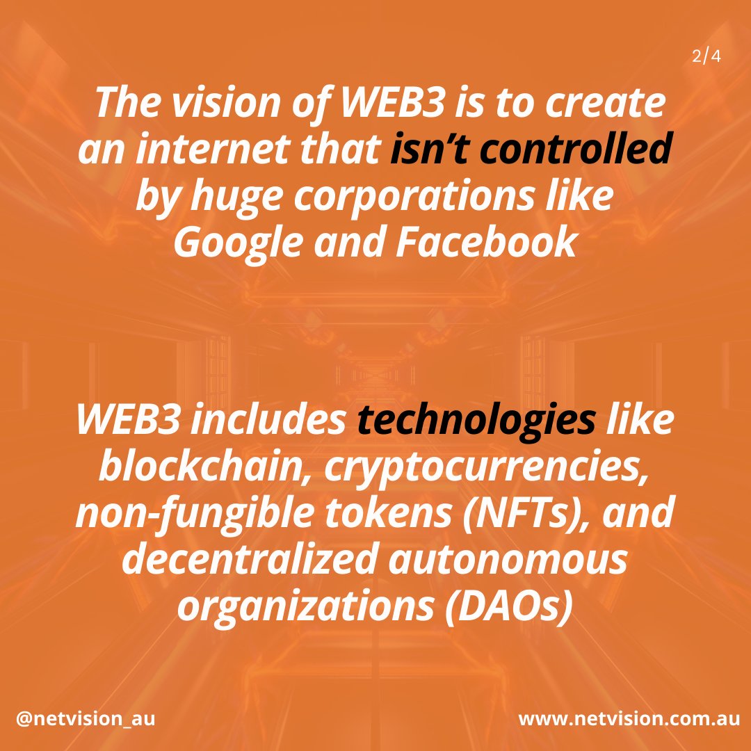 NetvisionSEO's tweet photo. 👉Check out these top Web3 trends in 2023!
.
.
Get in touch @netvision.com.au for the latest #businessupdates
#web3 #cryptocurrency #nft #earncrypto #metaverse #cryptogram #businessonline #blockchaingames #nfts #decentalized #daos #netvision #australia #sydney #melbourne https://t.co/RlrHKxOXsZ