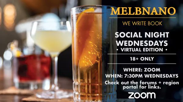melbnonono's tweet photo. Feeling social, MelbNano? Need some Final Countdown Company? Can't make it to the CBD? Try the online pub Zoom!

Raise a glass before the webcam with your gracious host and favourite region traitor Etlu, the ML in the North!

(link posted in forum, gCal, and Discord) https://t.co/ZaxzlXsvU4