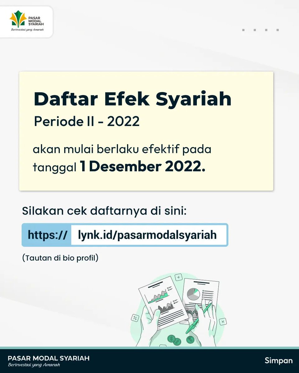 pm_syariah's tweet photo. (PART 2)

---
Daftar Efek Syariah ini mulai berlaku efektif pada tanggal 1 Desember 2022.

Daftar Efek Syariah Periode II - 2022 bisa diakses melalui tautan di bawah ini:
https://t.co/WR77aShCmS

Yuk! Cek daftarnya sekarang. Saham punya kamu masih termasuk DES atau ngga, sob? https://t.co/n5tPmaaaQ5